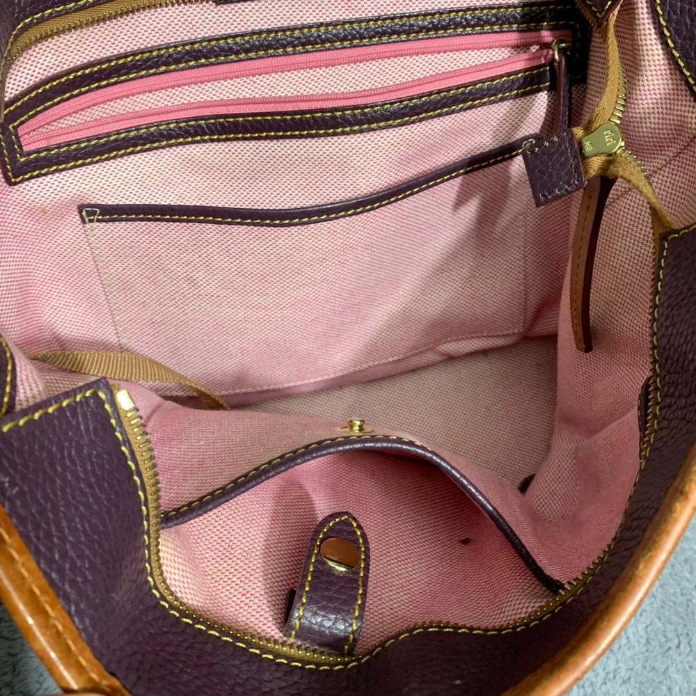 Dooney & Bourke Tote‎ Bag Womens Medium Plum Purple Pebble Leather Shopper Zip
